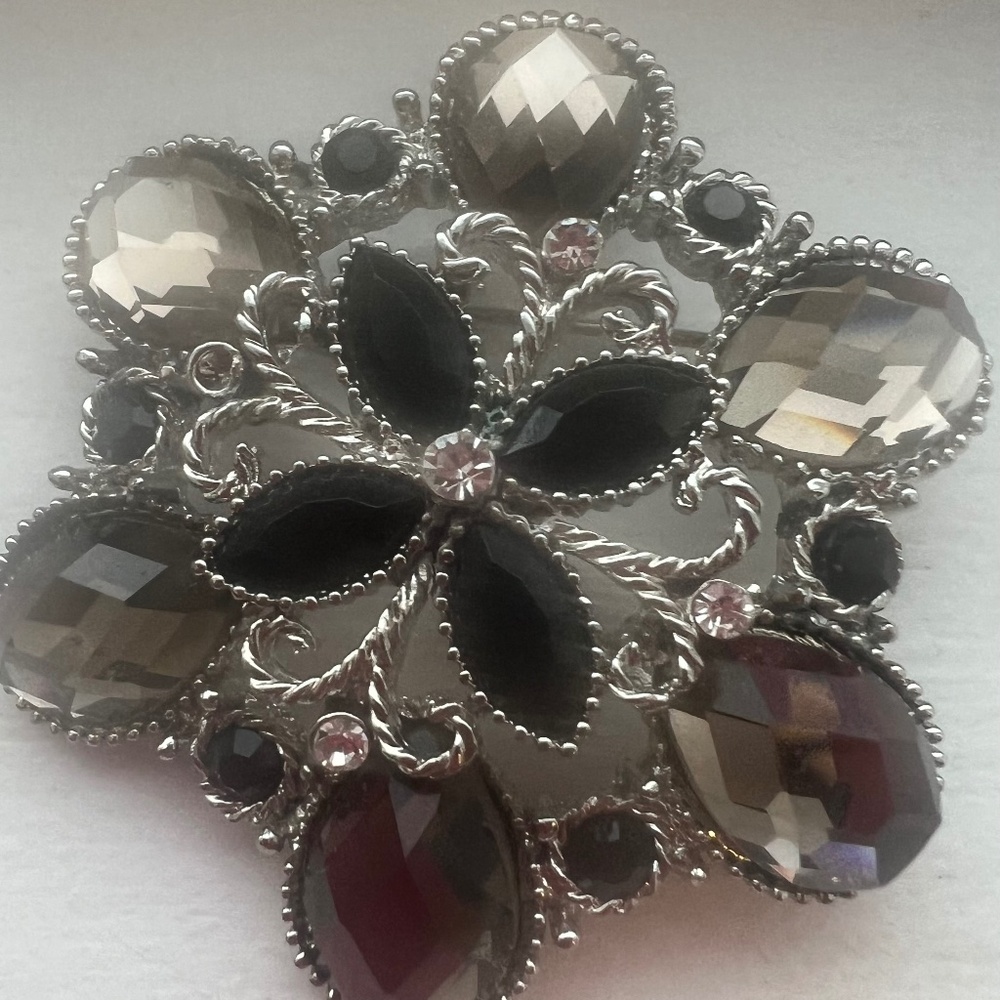 Smoky Snowflake Brooch